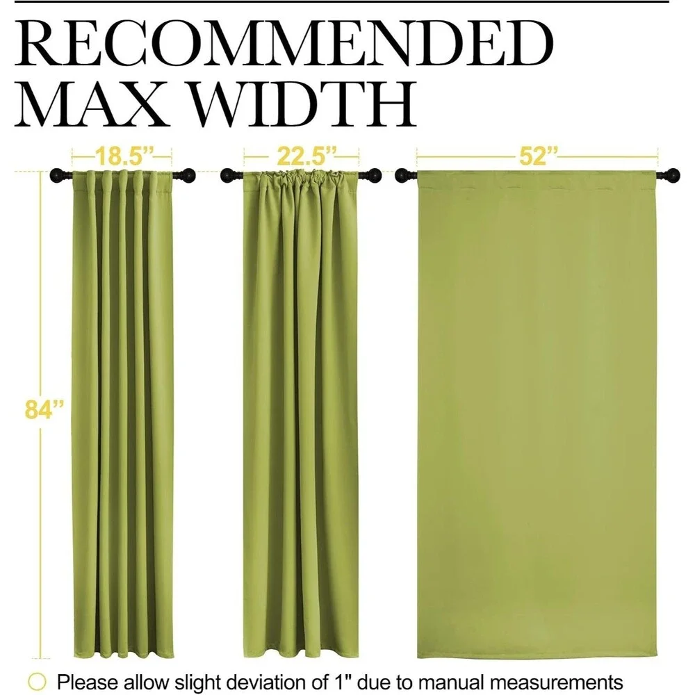 NICETOWN Grass Green Blackout Curtains 52x95 Set of 2 Window Panels 84